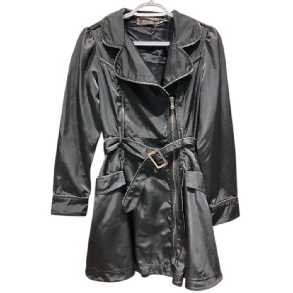 Twelve by Twelve black zip up trench coat size S